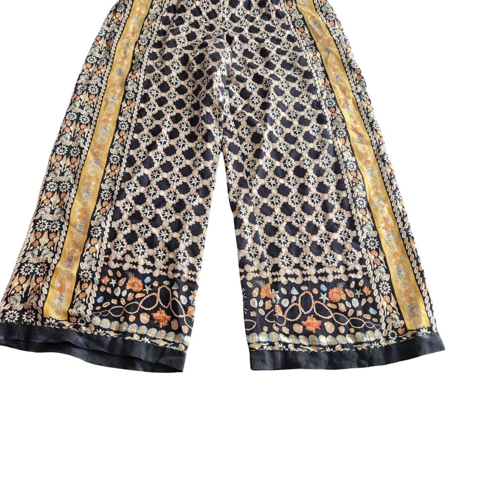 Ranna Gill Printed Linen Wide-Leg Pants Size: M - Picture 3 of 8